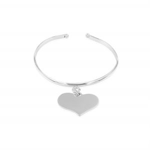 Open rigid bracelet with pendant heart
