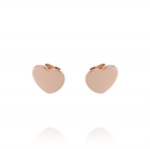 Earrings with big size heart - rosé plated