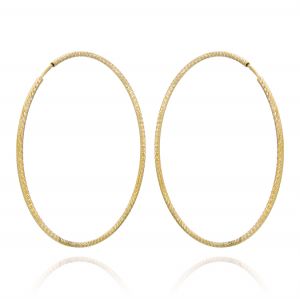 1.5 mm thick diamond-cut hoop earrings - 50 mm - gold plated