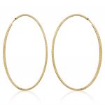 1.5 mm thick diamond-cut hoop earrings - 60 mm - gold plated
