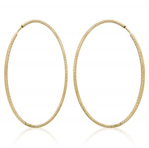 1.5 mm thick diamond-cut hoop earrings - 60 mm - gold plated