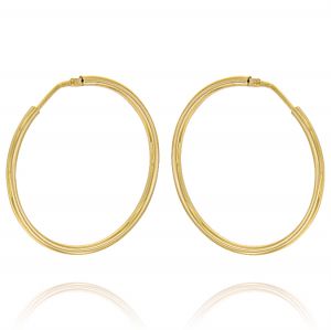 2 mm thick hoop earrings - 60 mm - gold plated