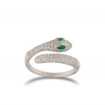 Snake contrariè ring with white cubic zirconia
