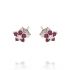 Flower earrings with white and red cubic zirconia