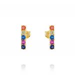 Multicolor cubic zirconia row earrings - gold plated