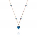 Necklace with light bue heart-shaped cubic zirconia - rosé plated