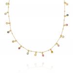 Necklace with 23 pendant multicolor cubic zirconia - gold plated