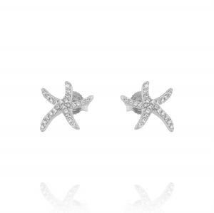 Small starfish earrings with cubic zirconia