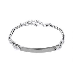Bracciale con piastra lucida placcata rutenio