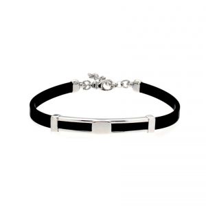 Rubber bracelet with openwork plate 