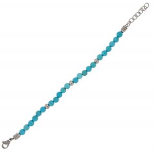 Steel bracelet with turquoise spheres