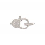 Lobster clasp closure with lateral ring and white cubic zirconia