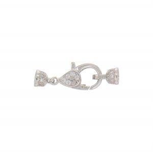Lobster clasp closure with cups with cubic zirconia 