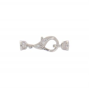 Lobster clasp closure with cups and cubic zirconia 