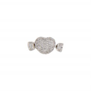 Heart shaped closure with white cubic zirconia