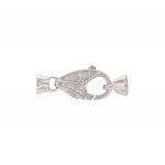Lobster clasp closure with cubic zirconia and glossy cups