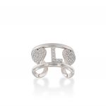 Letter and hearts ring with white cubic zirconia