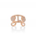 Letter and hearts ring with white cubic zirconia - rosé plated