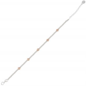 Bracciale con rondelle alternate a 5 palline sfaccettate placcate rosé