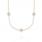 Necklace with three white flowers - rosé plated
