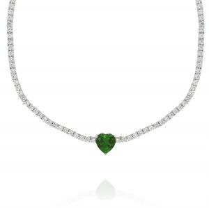 Tennis necklace with green heart