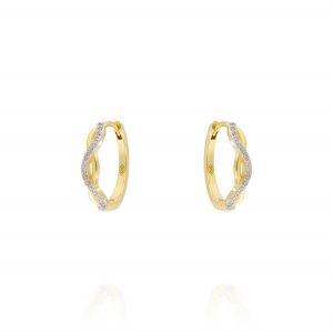 Hoop earrings with cubic zirconia weave - gold plated