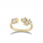 Ring with cubic zirconia with different shapes - gold plated