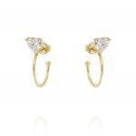 Hoop earrings with heart shape cubic zirconia - gold plated