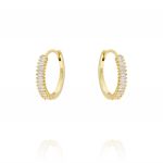 Hoop earrings with baguette cubic zirconia - small size - gold plated