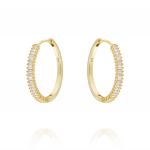 Hoop earrings with baguette cubic zirconia - big size - gold plated