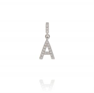 Letter A shaped pendant with cubic zirconia
