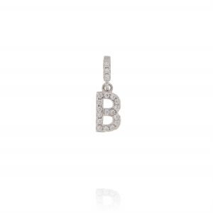Letter B shaped pendant with cubic zirconia