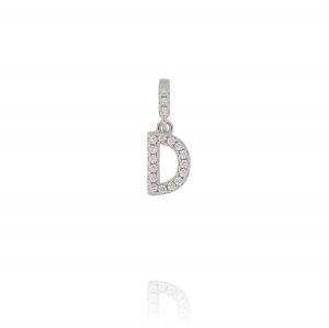 Letter D shaped pendant with cubic zirconia