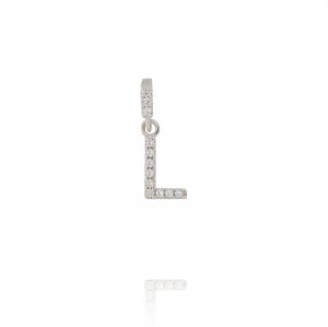 Letter L shaped pendant with cubic zirconia