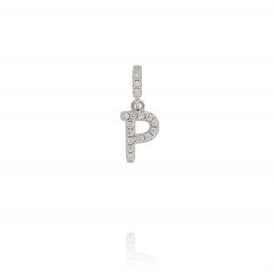 Letter P shaped pendant with cubic zirconia