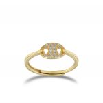 Puffed mariner ring with cubic zirconia - gold plated