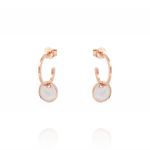 Hoop earrings with disc shaped mother of pearl - rosé plated 