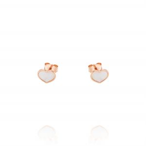 Heart earrings with mother of pearl - rosé plated