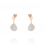 Earrings with hanging drop shaped mother of pearl - rosé plated
