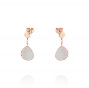 Earrings with hanging drop shaped mother of pearl - rosé plated
