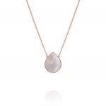 Necklace with drop shaped mother of pearl pendant - rosé plated