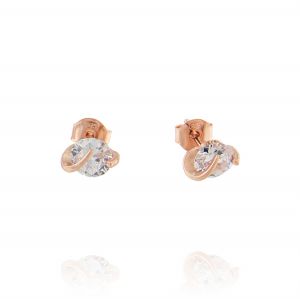 Cubic zirconia earrings with elongated claw - rosé plated