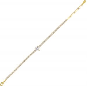 Tennis bracelet with white heart - gold plated