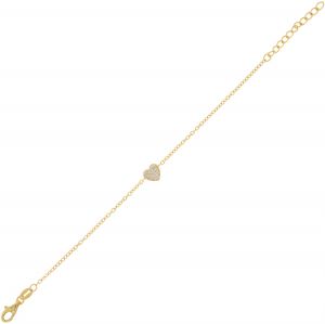 Bracelet with heart with cubic zirconia - gold plated