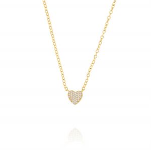 Necklace with heart with cubic zirconia - gold plated