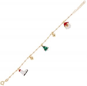Bracelet with christmas and heart shaped pendants - gold plated