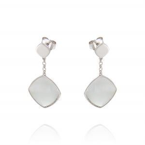 Earrrings with Mother of Pearl in curved rhombus shape