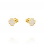 Quatrefoil earrings with mother of pearl - gold plated