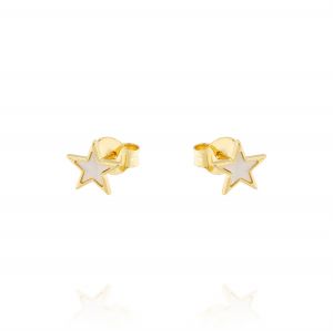 Star earrings with mother of pearl - gold plated