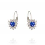 Royal leverback earrings with heart stone – blue stone